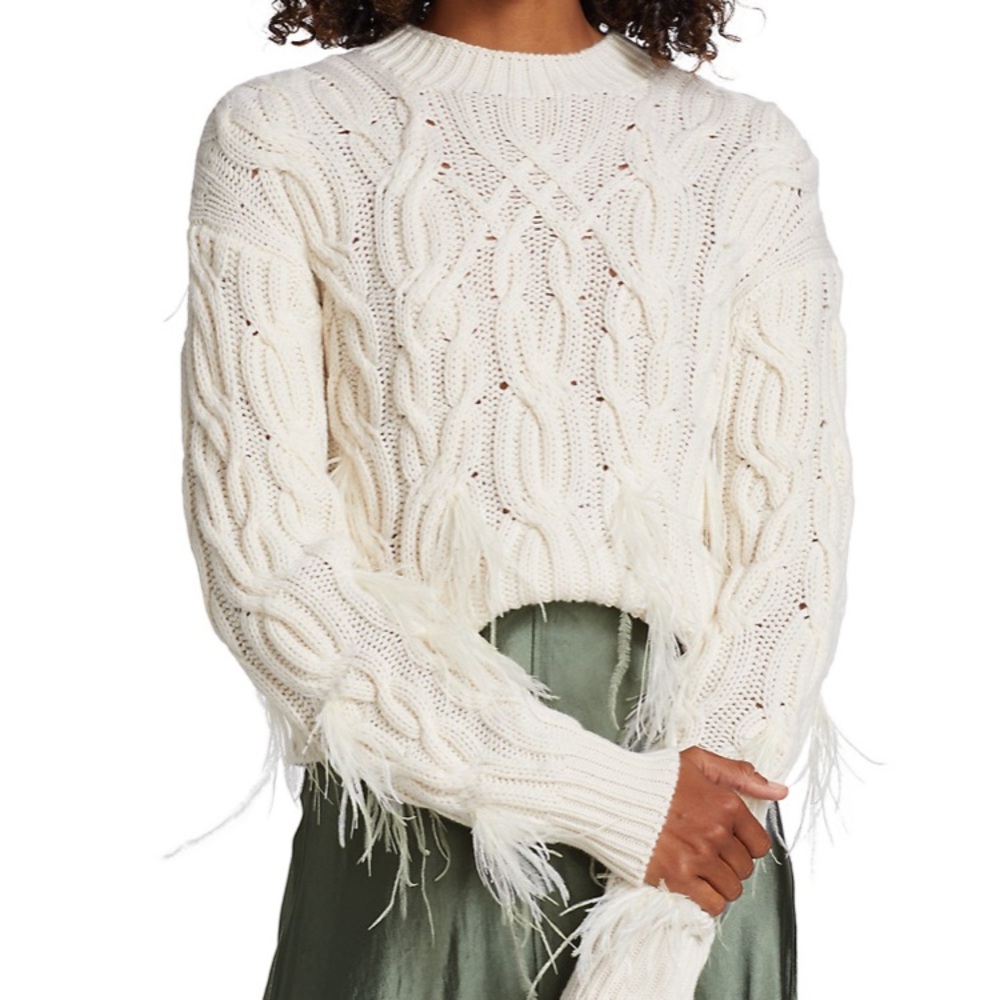 Vince cable feather embellished sweater, medium worn once